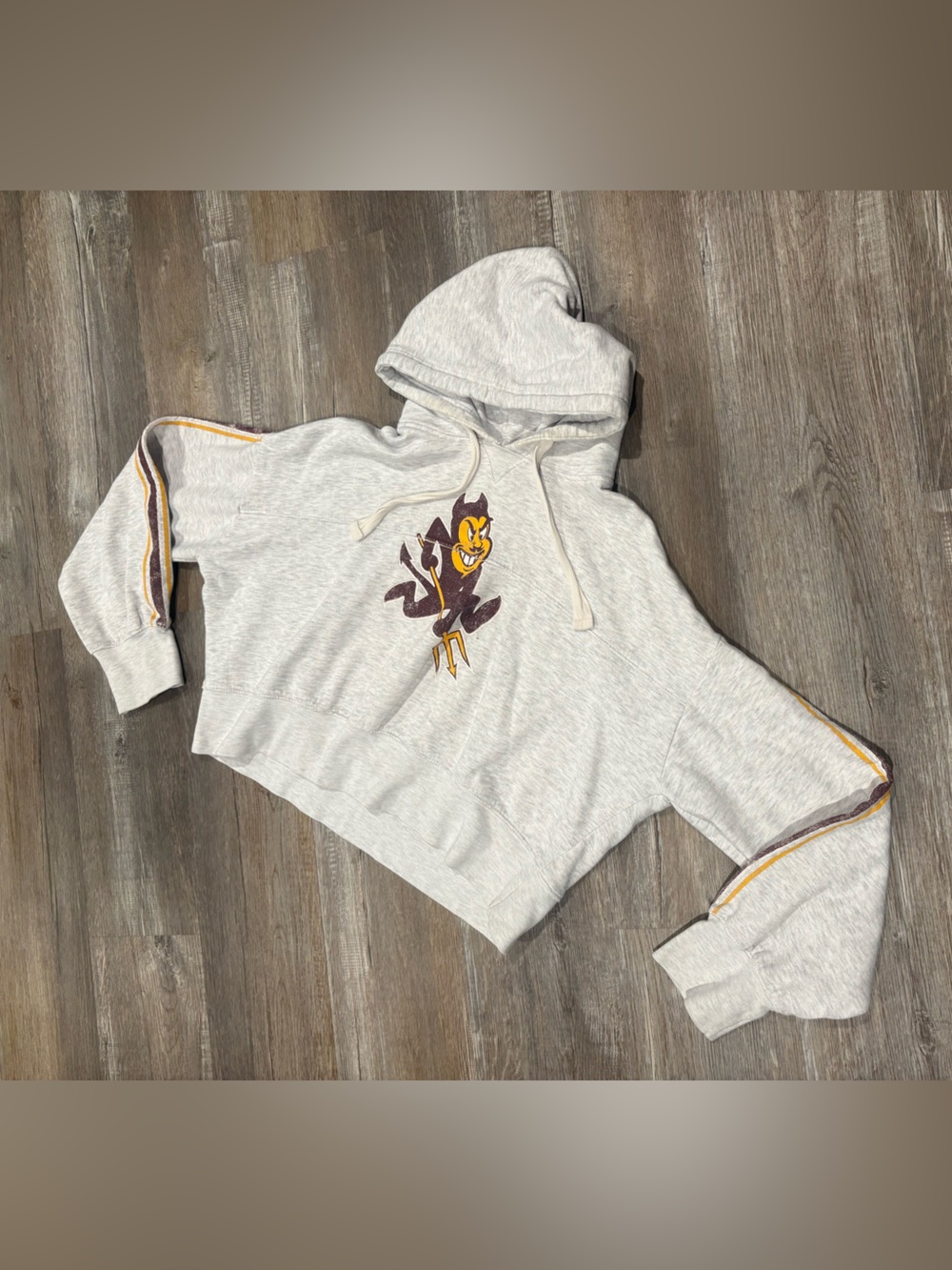 Rivalry Threads ASU Light Gray Pullover Crop Hoodie